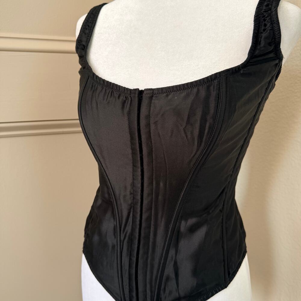 Vintage Victoria’s Secret Black Silk Corset Top Lace Up Back Size M - Picture 2 of 7